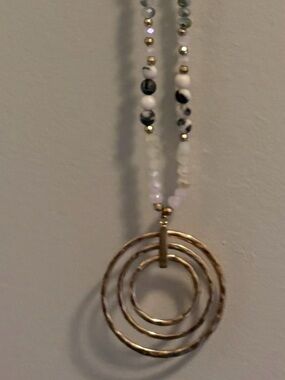 Delicate White Marble & Gold Bead Necklace - Women Jewelry